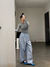 BASERANGE Ribbed Long Sleeve Top T-shirt TTVL Series Collection France BAS-TTVL-RB-SP25-BOW LBUE